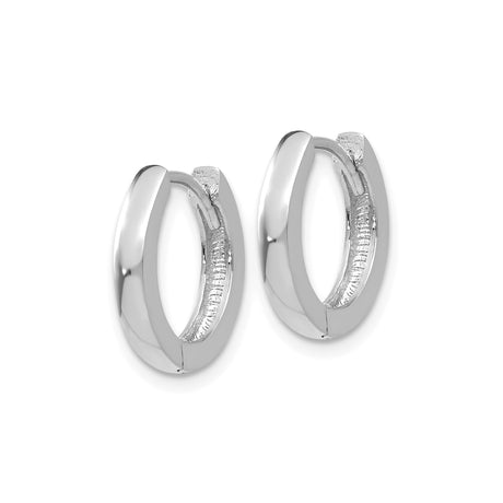 14k White Gold Hoop Earrings, Classic Round Polished Hinged Hoops, Minimalist Smooth Design