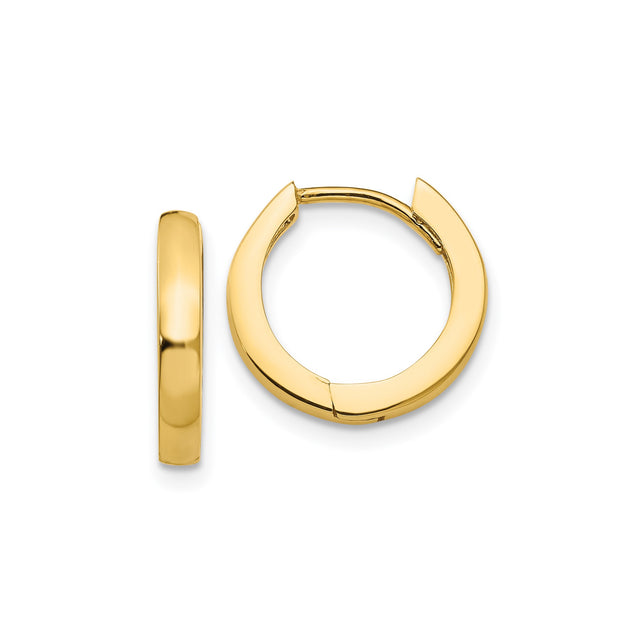 14k Yellow Gold Hoop Earrings, Small Polished Huggie Style, Unisex Lightweight Design