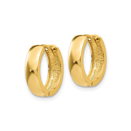 14k Yellow Gold Hoop Earrings, Polished Minimalist Style, Unisex Lightweight Design