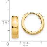 14k Yellow Gold Hoop Earrings, Polished Minimalist Style, Unisex Lightweight Design