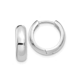 14k White Gold Hoop Earrings, Smooth Finish Classic Hoops with Hinged Closure for Women