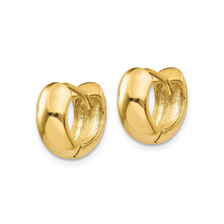 14k Yellow Gold Huggie Hoop Earrings, Chunky Polished Design, Minimalist Style for Women