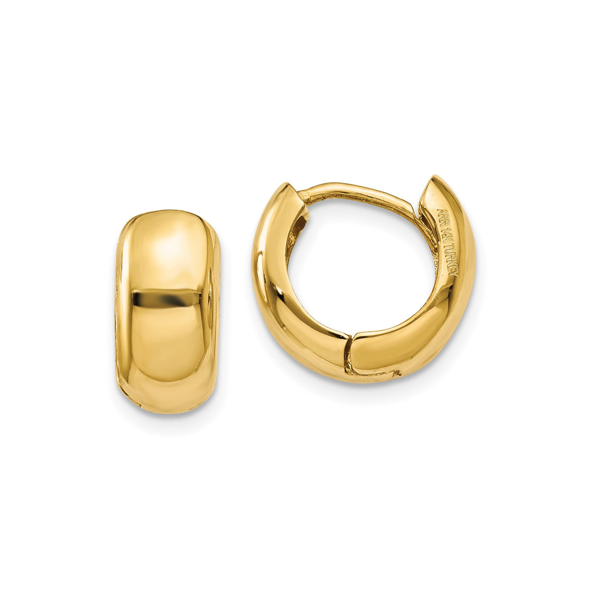 14k Yellow Gold Huggie Hoop Earrings, Chunky Polished Design, Minimalist Style for Women