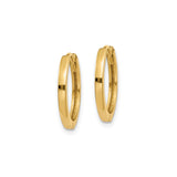 14k Yellow Gold Hoop Earrings, Sleek Polished Minimalist Design, Lightweight Everyday Style