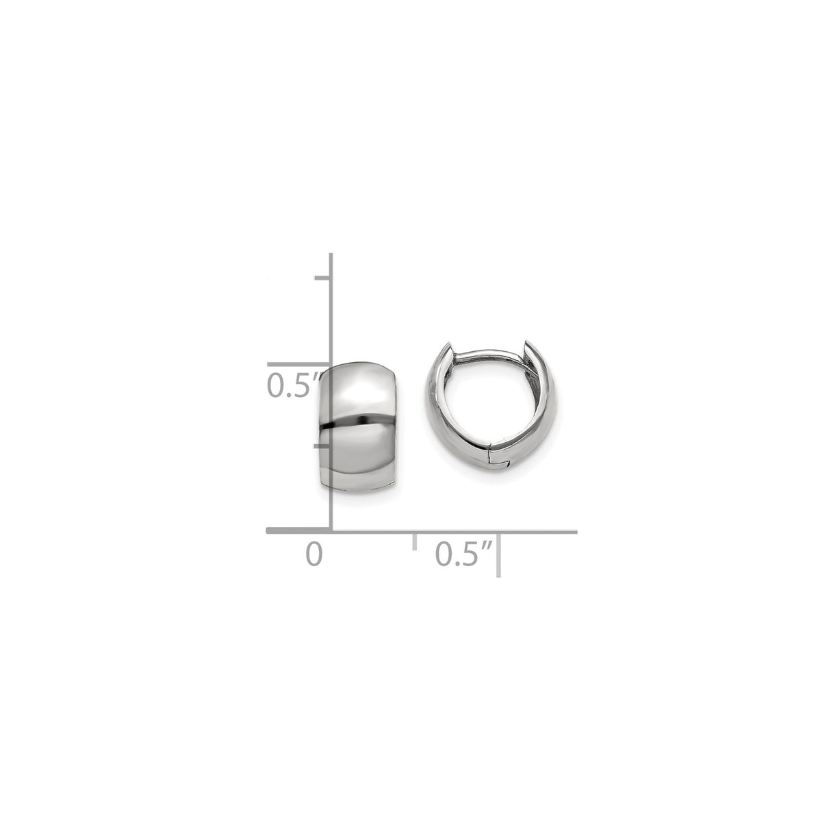 14k White Gold Huggie Earrings, Lightweight Polished Hoop with Hinged Closure, Minimalist Design