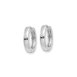 14k White Gold Hoop Earrings, Polished Minimalist Round Huggies for Men and Women