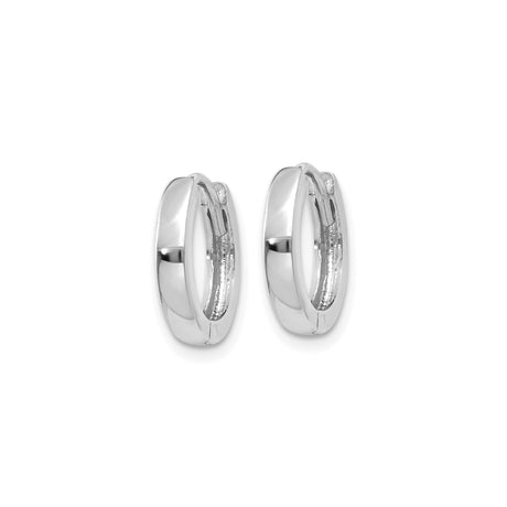 14k White Gold Hoop Earrings, Polished Minimalist Round Huggies for Men and Women