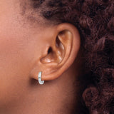 14k White Gold Hoop Earrings, Polished Minimalist Round Huggies for Men and Women