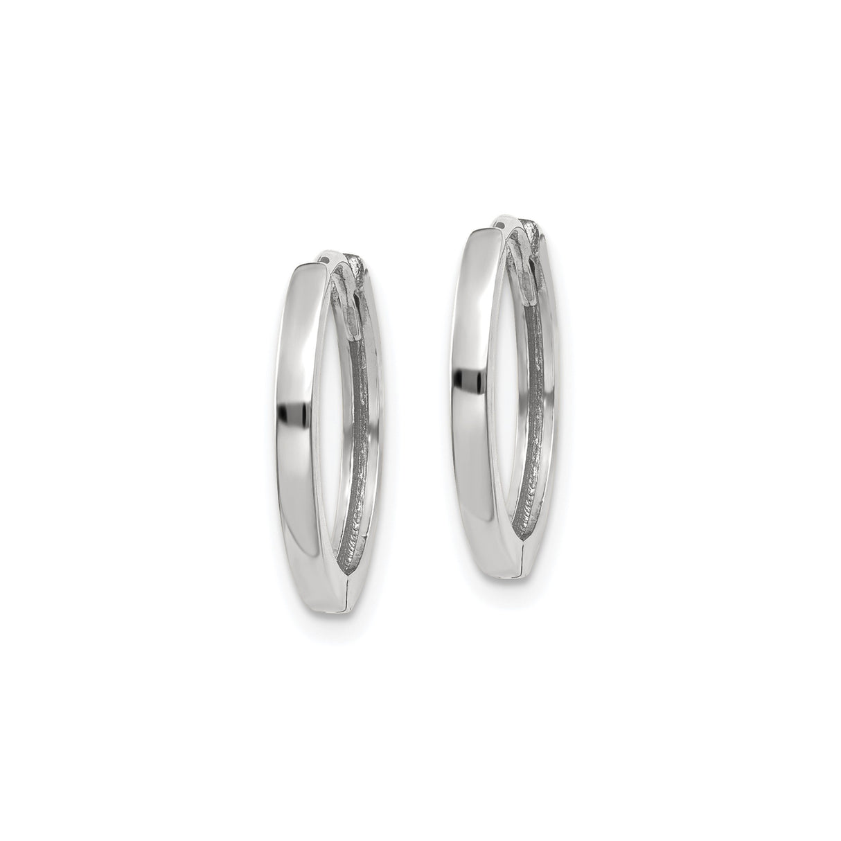 14k White Gold Hoop Earrings, Classic Polished Round Hoops with Smooth Finish, Lightweight Design
