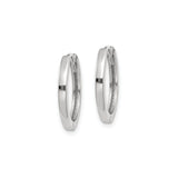 14k White Gold Hoop Earrings, Classic Polished Round Hoops with Smooth Finish, Lightweight Design