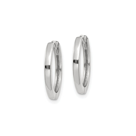 14k White Gold Hoop Earrings, Classic Polished Round Hoops with Smooth Finish, Lightweight Design