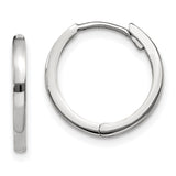 14k White Gold Hoop Earrings, Classic Polished Round Hoops with Smooth Finish, Lightweight Design