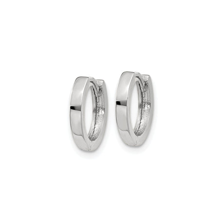 14k White Gold Hoop Earrings, Hinged Clasp, High Polish Minimalist Unisex Style