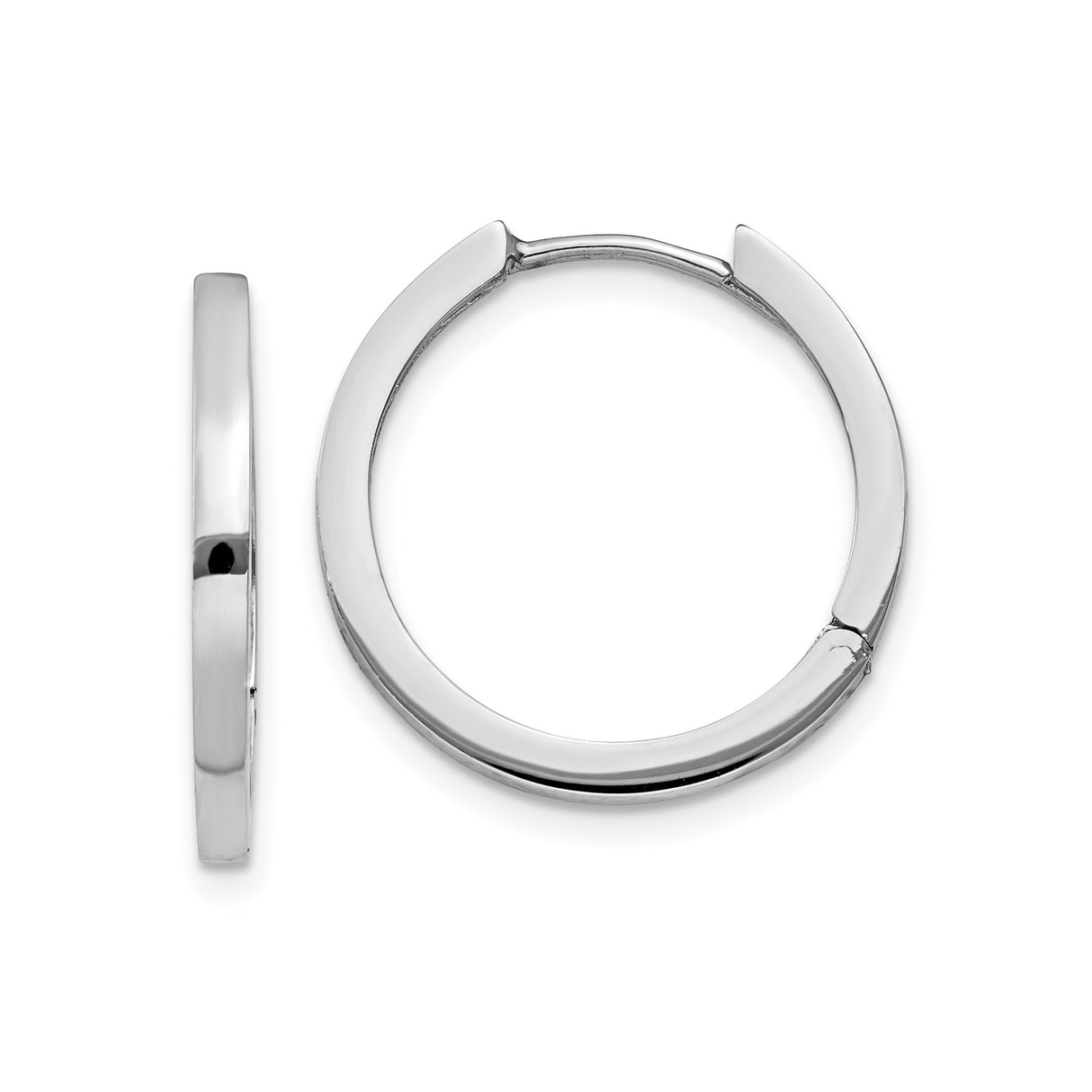 14k White Gold Hoop Earrings, Minimalist Polished Design for Women and Men