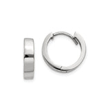 14k White Gold Hoop Earrings, Classic Minimalist Polished Huggie Design, Unisex Jewelry