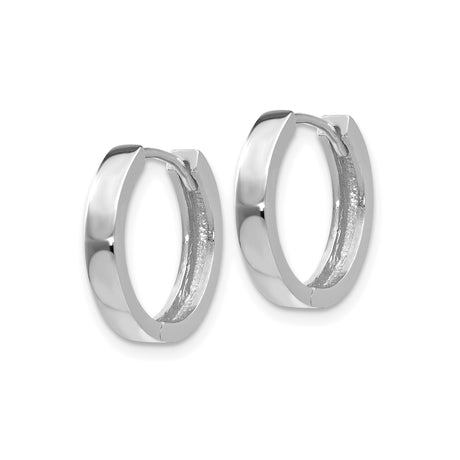 14k White Gold Hoop Earrings, Polished Minimalist Huggies for Women