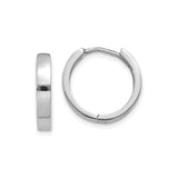 14k White Gold Hoop Earrings, Polished Minimalist Huggies for Women