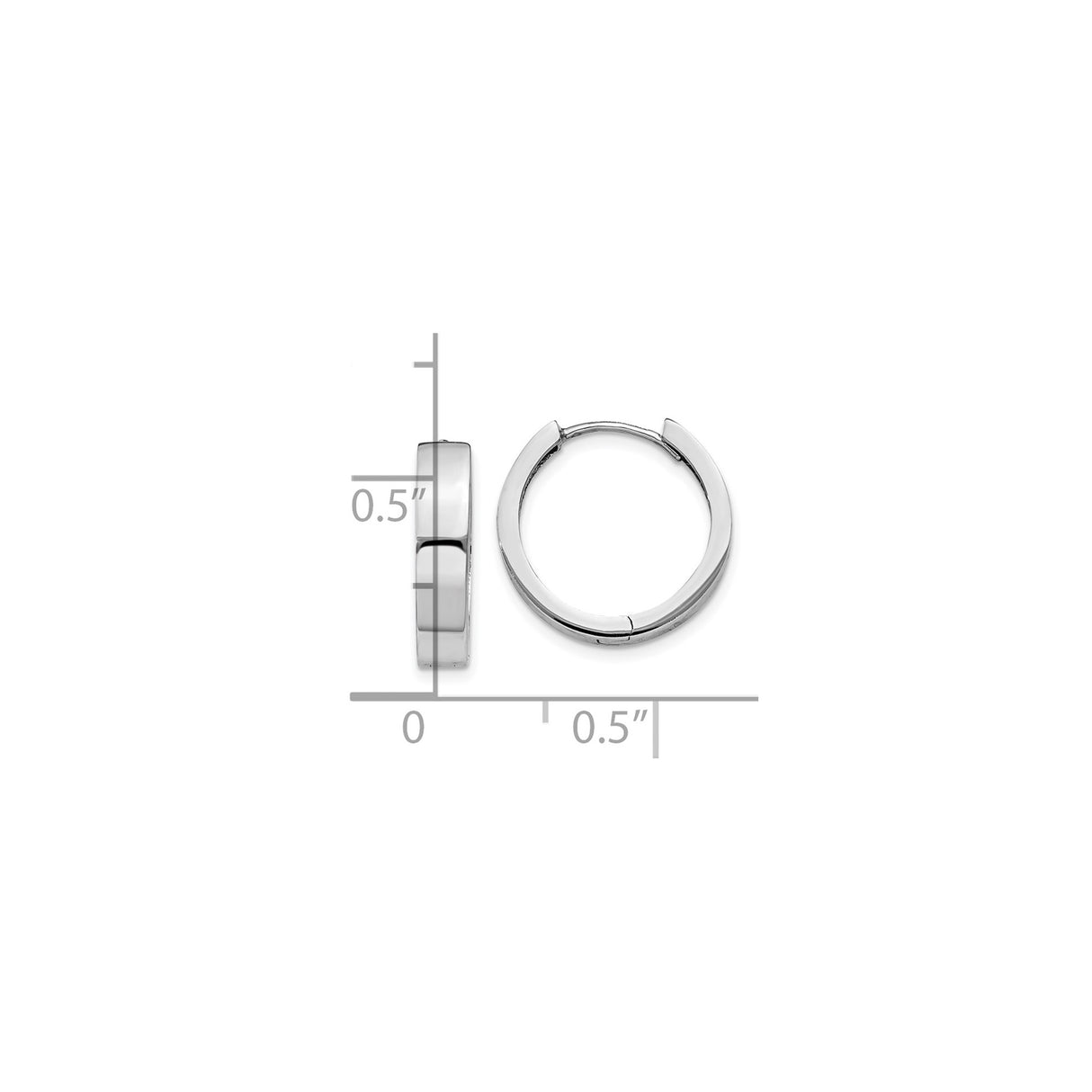 14k White Gold Hoop Earrings, Minimalist Unisex Huggie Style with Polished Finish