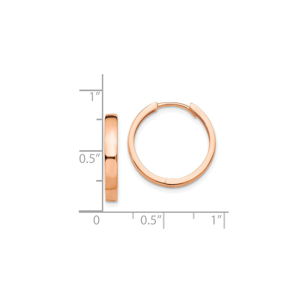 14k Rose Gold Hoop Earrings, Sleek Minimalist Polished Design, Lightweight Everyday Style