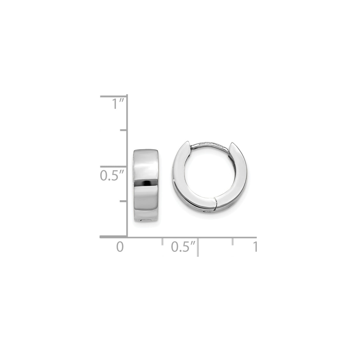 14k White Gold Hoop Earrings, Polished Finish, Snap Closure, Minimalist Huggie Style