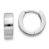 14k White Gold Hoop Earrings, Polished Finish, Snap Closure, Minimalist Huggie Style