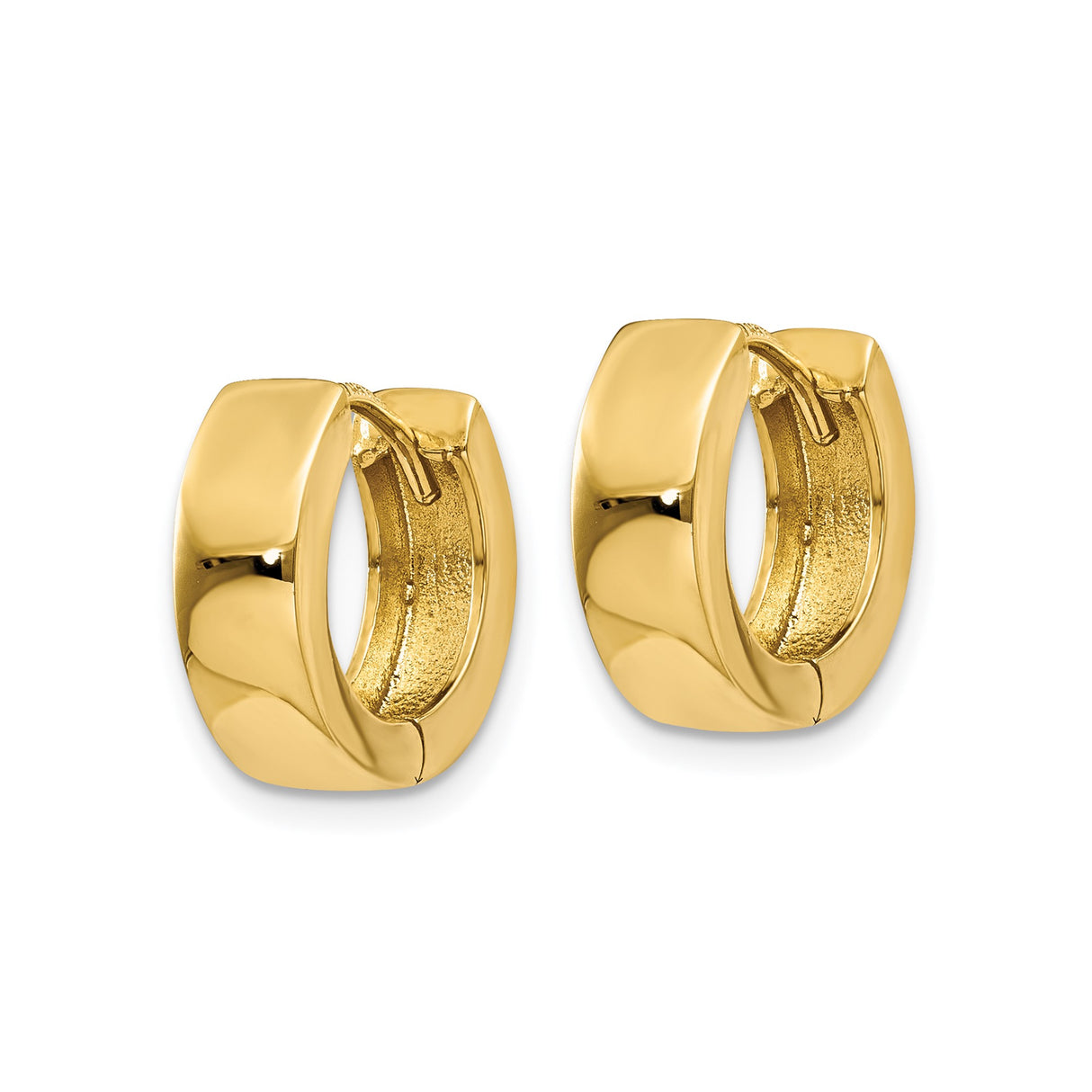 14k Yellow Gold Hoop Earrings, Polished Hinged Hoops, Minimalist Unisex Design