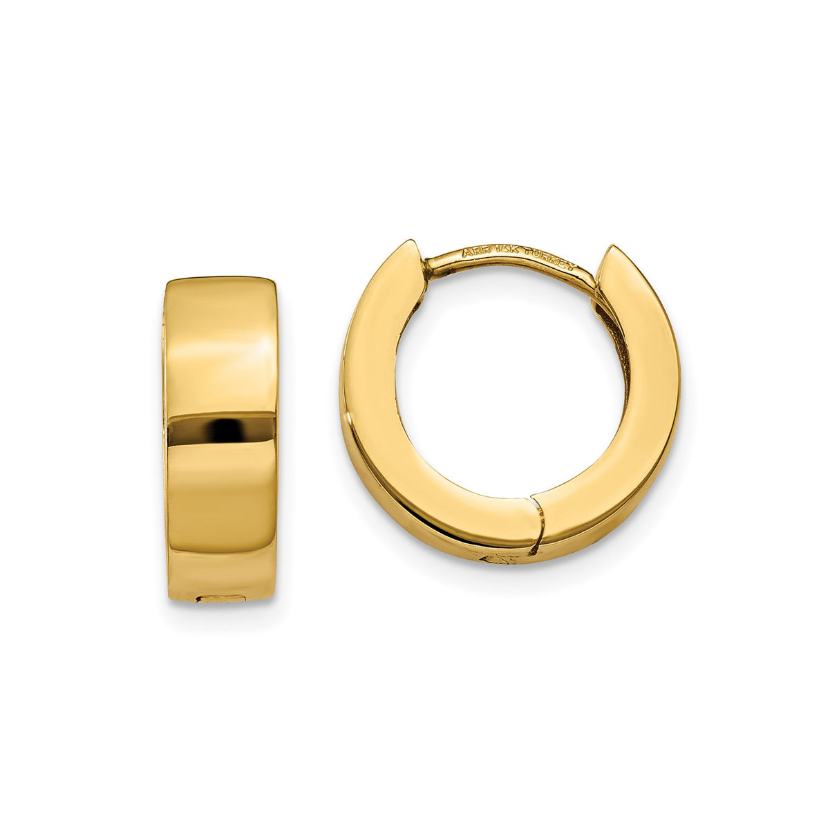 14k Yellow Gold Hoop Earrings, Polished Hinged Hoops, Minimalist Unisex Design