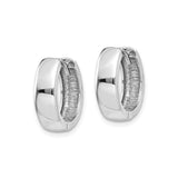 14k White Gold Huggie Hoop Earrings, Polished Minimalist Hinged Hoops for Men and Women