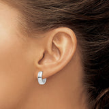 14k White Gold Huggie Hoop Earrings, Polished Minimalist Hinged Hoops for Men and Women