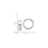 14k White Gold Huggie Hoop Earrings, Polished Minimalist Hinged Hoops for Men and Women