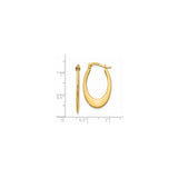 14k Yellow Gold Oval Hoop Earrings, Tapered Elongated Design, High Polish Finish, Lightweight Jewelry