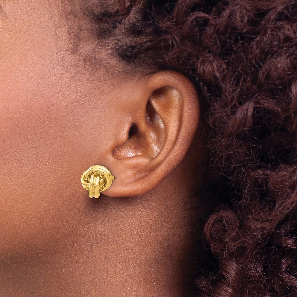 14k Yellow Gold Love Knot Stud Earrings, Twisted Design Symbolizing Unity and Eternal Love