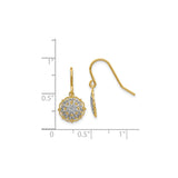 14k Yellow Gold Earrings, Two-Tone Dangle Style with Vintage Floral Filigree Design