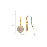14k Yellow Gold Drop Earrings, Two-Tone Floral Filigree Vintage Style for Women