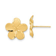14k Yellow Gold Plumeria Flower Stud Earrings with Five Petal Design for Women