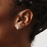 14k White Gold Pineapple Stud Earrings with Textured and Polished Design