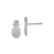 14k White Gold Pineapple Stud Earrings with Textured and Polished Design