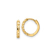 14k Yellow Gold Hoop Earrings, Textured Diamond Cut Design with Hinged Closure, Small Lightweight Hoops