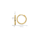 14k Yellow Gold Hoop Earrings, Diamond Cut Textured Lightweight Design for Women