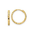 14k Yellow Gold Hoop Earrings, Diamond Cut Textured Lightweight Design for Women