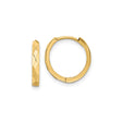 14k Yellow Gold Hoop Earrings, Faceted Textured Design with Polished Finish, Lightweight Everyday Jewelry