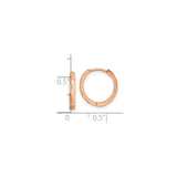 14k Rose Gold Hoop Earrings, Faceted Diamond Cut, Polished Minimalist Style for Women