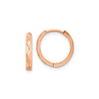 14k Rose Gold Hoop Earrings, Faceted Diamond Cut, Polished Minimalist Style for Women