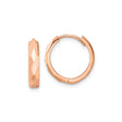 14k Rose Gold Hoop Earrings, Lightweight Faceted Hexagonal Texture, Minimalist Style for Women