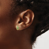 14k Yellow Gold Turtle Stud Earrings with Green Enamel, Sea Life Theme for Women
