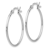 Sterling Silver Hoop Earrings, Smooth Polished Finish, Hinged Latch Back, Medium Round Style