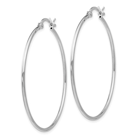 Sterling Silver Hoop Earrings, Large Round Minimalist Design with High Polish Finish