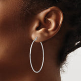 Sterling Silver Hoop Earrings, Large Round Minimalist Design with High Polish Finish