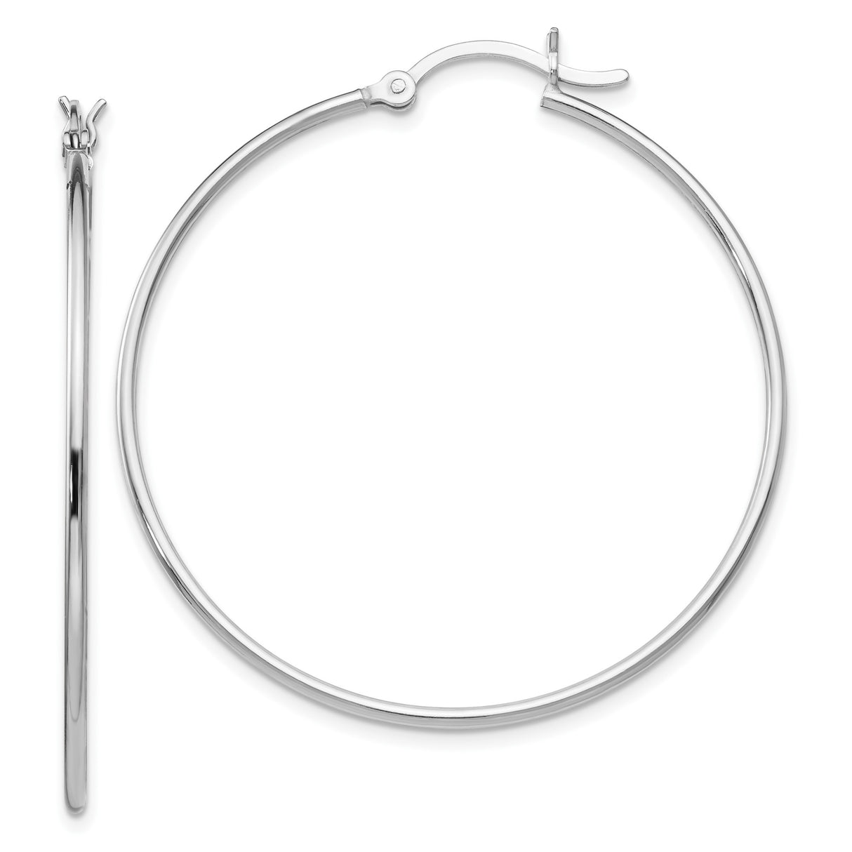 Sterling Silver Hoop Earrings, Large Round Minimalist Design with High Polish Finish