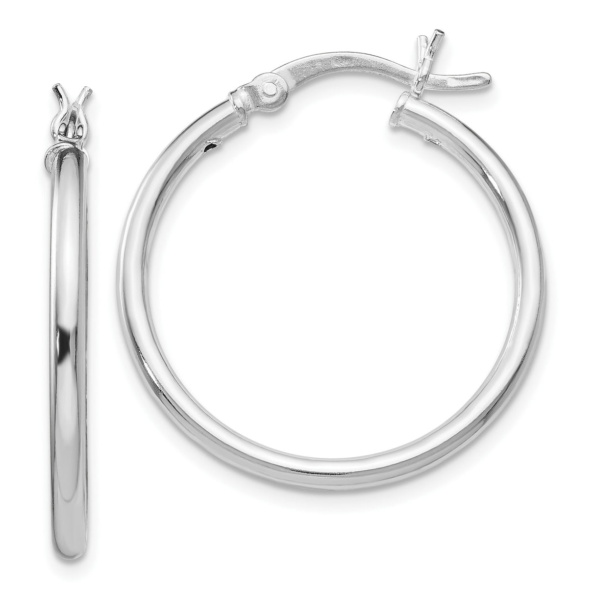 Sterling Silver Hoop Earrings, Polished Finish, Latch-Back Closure, Lightweight Classic Style